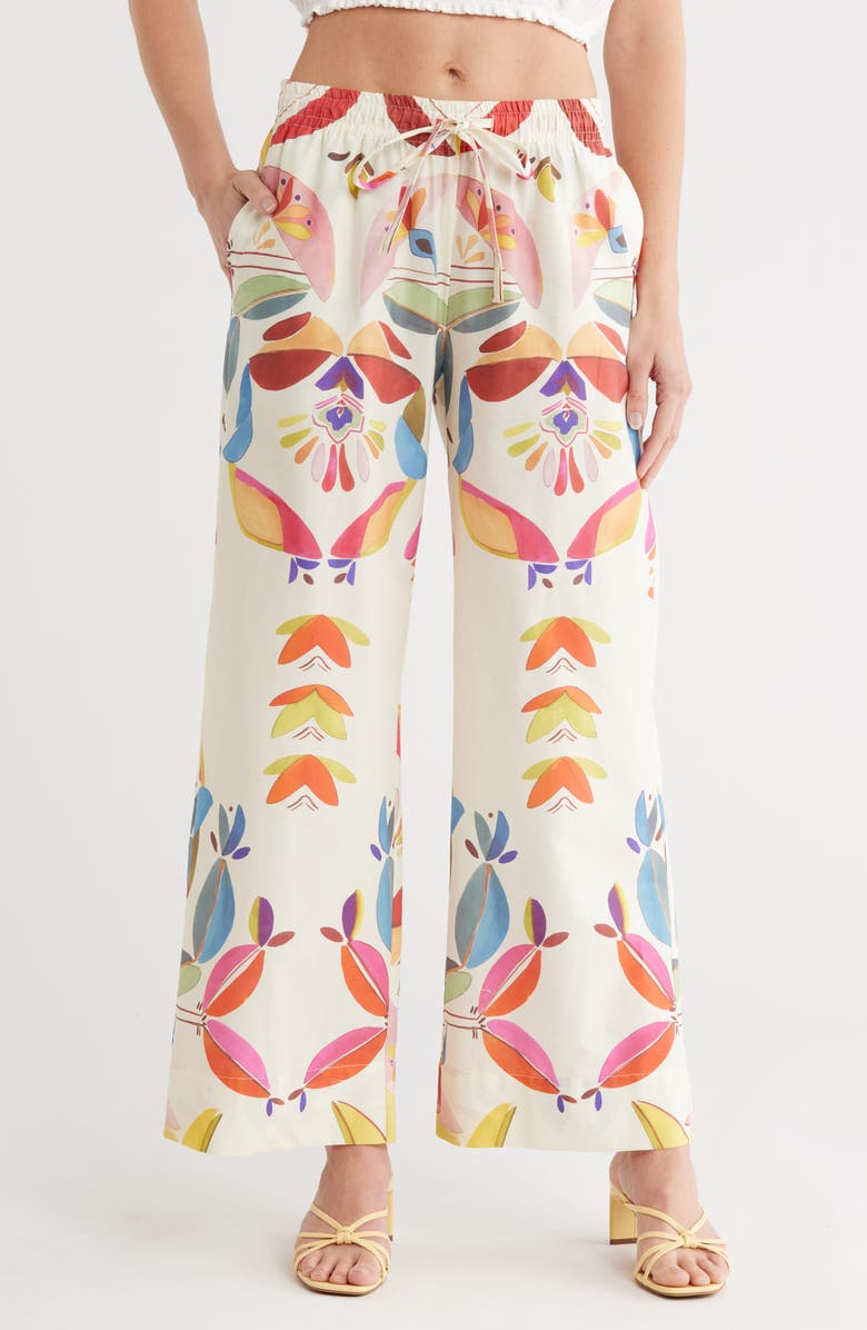 INDUSTRY REPUBLIC CLOTHING Leaf Print Cotton Pajama Pants, Main, color,