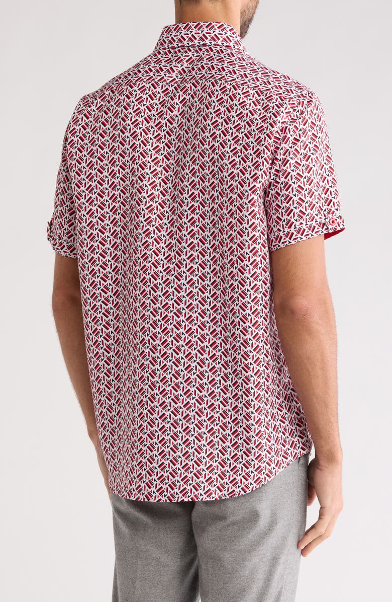 T.R. PREMIUM Print Short Sleeve Woven Button-Up Shirt, Alternate, color,