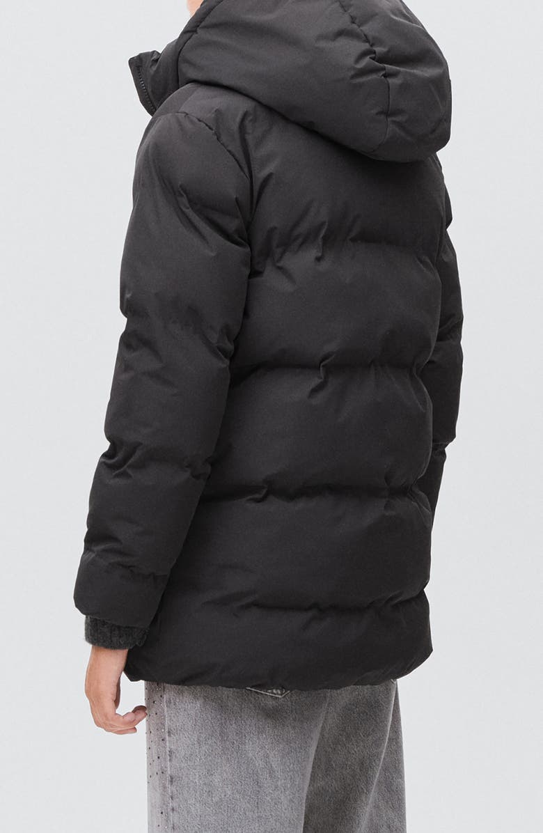MANGO TEEN Hooded Puffer Coat, Alternate, color, Black