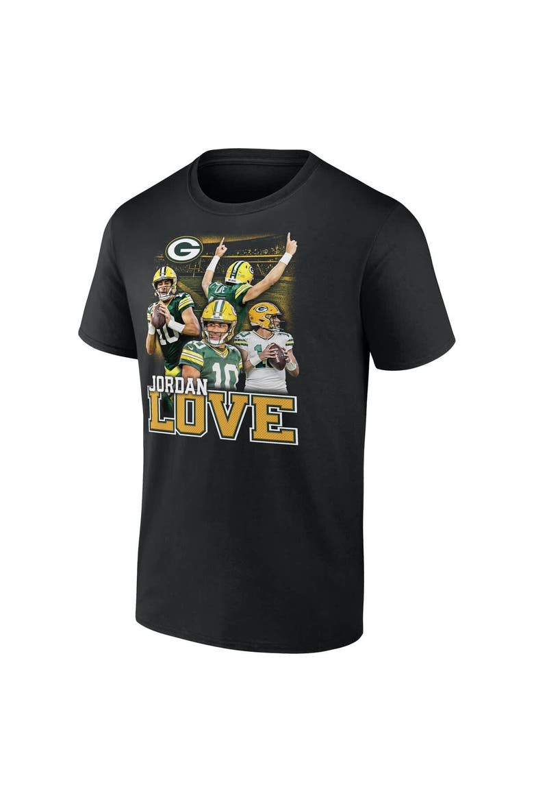 Men's Fanatics Jordan Love Black Green Bay Packers Notorious Player Graphic T-Shirt, Alternate, color, Black