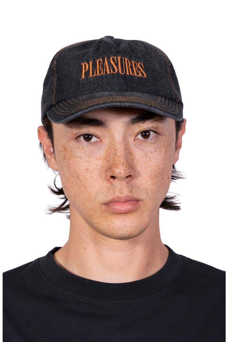 Zigzag Adjustable Cotton Denim Baseball Cap, Alternate, color, BLACK