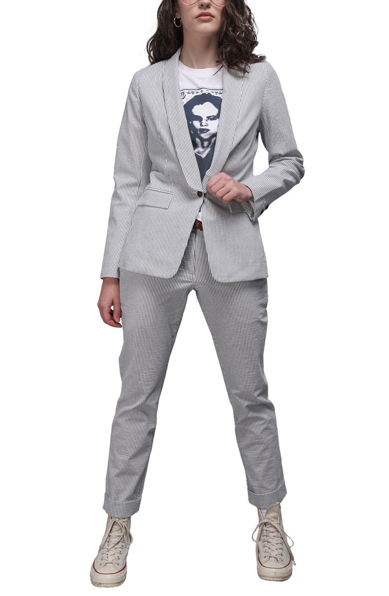 WILDFANG The Empower Seersucker Tux Blazer, Alternate, color, Navy/White