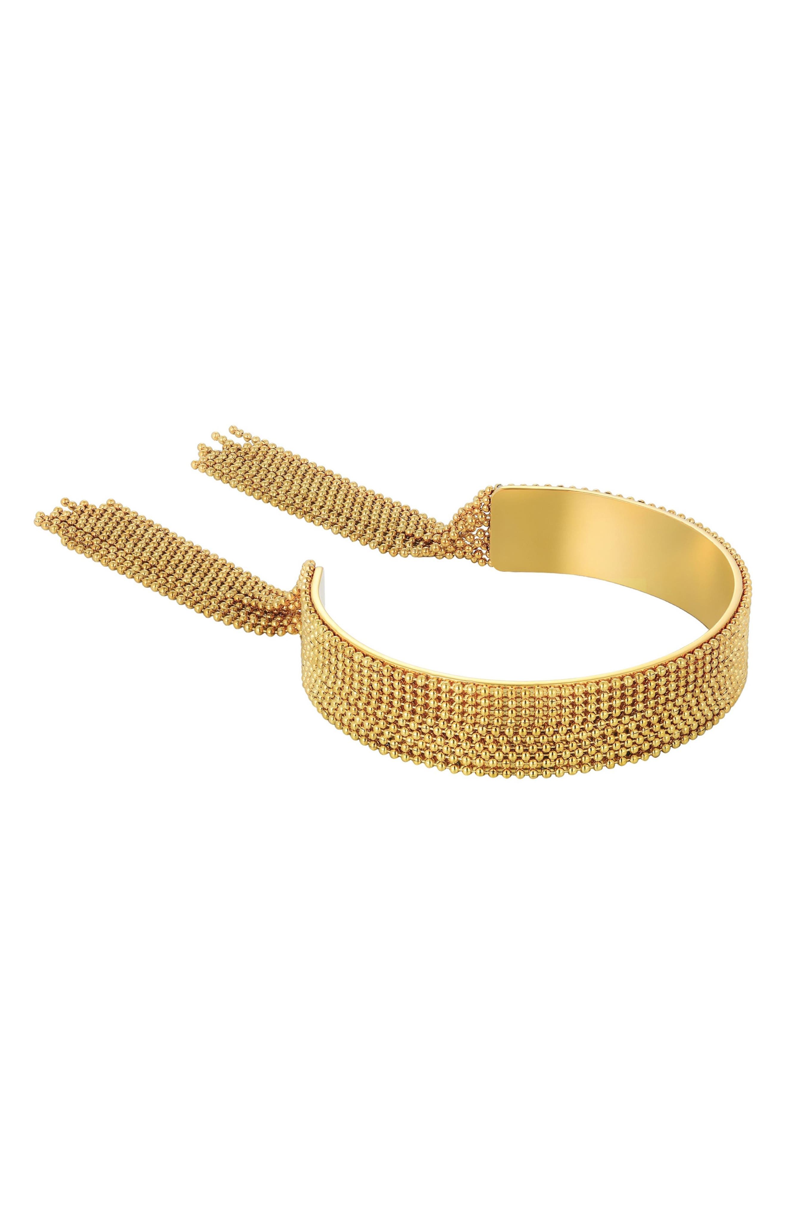 Adornia 18K Gold Plated Beaded Chain Cuff Bracelet