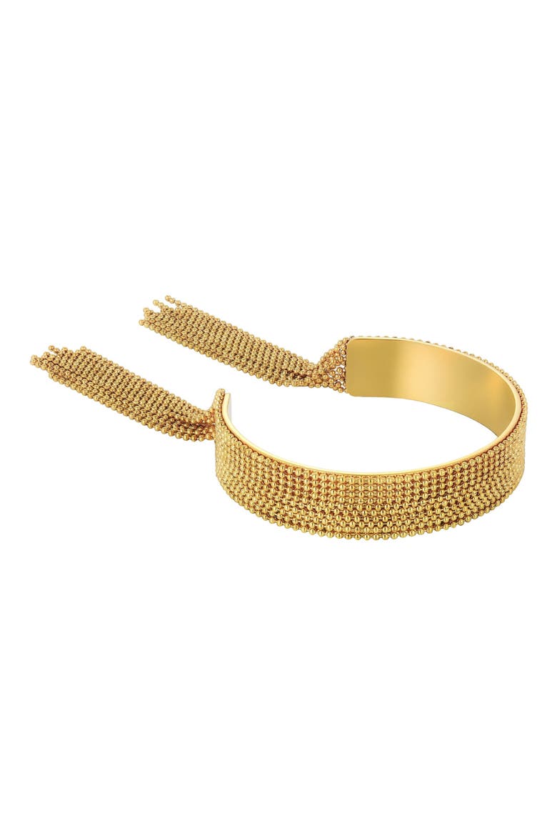 18K Gold Plated Beaded Chain Cuff Bracelet, Main, color, GOLD