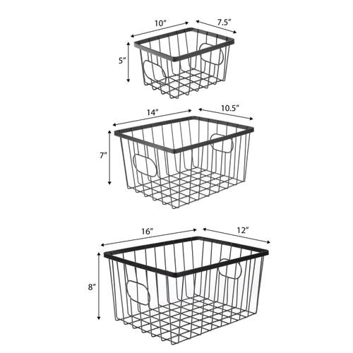 Happimess Camden Vintage Industrial Handmade Wire Metal Nesting Storage Baskets In Black