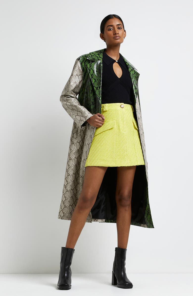 River Island Rib Marquise Cut-Out Long Sleeve Polo, Alternate, color,