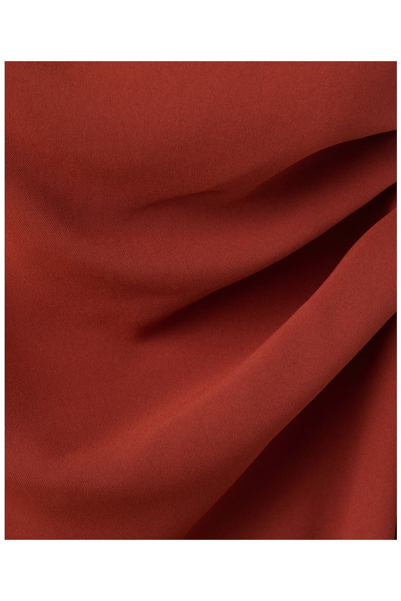 Side Ruched Asymmetric Midi Dress, Alternate, color, BURNT ORANGE