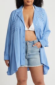 BOHO ME Eyelet Button-Up Shirt