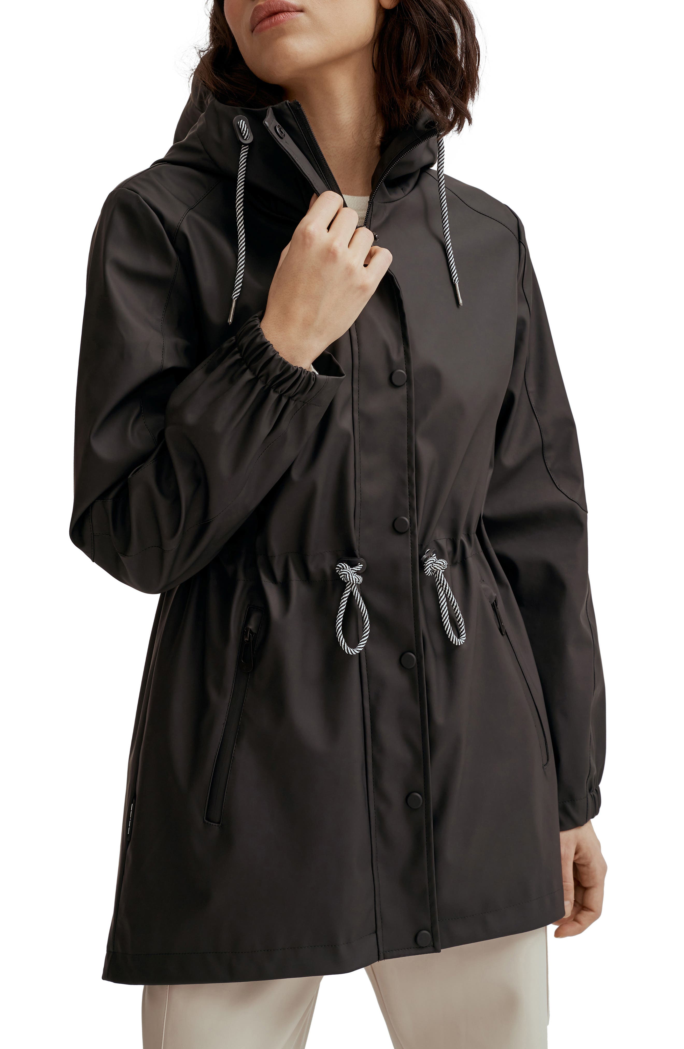 Noize Matte Finish Water Resistant Hooded Raincoat (Women) | Nordstromrack