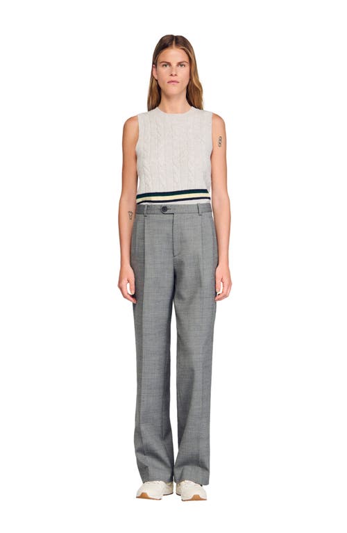 Sandro Straight Leg Trousers In Gray