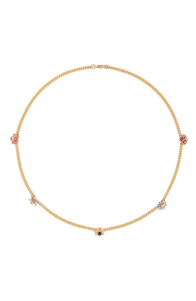 Bernard James Floral Diamond Curb Link Necklace, Main, color, 