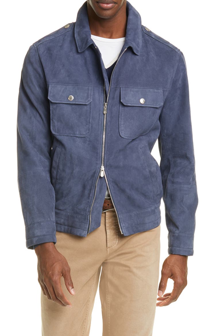 Suede Jacket, Main, color, BLUE
