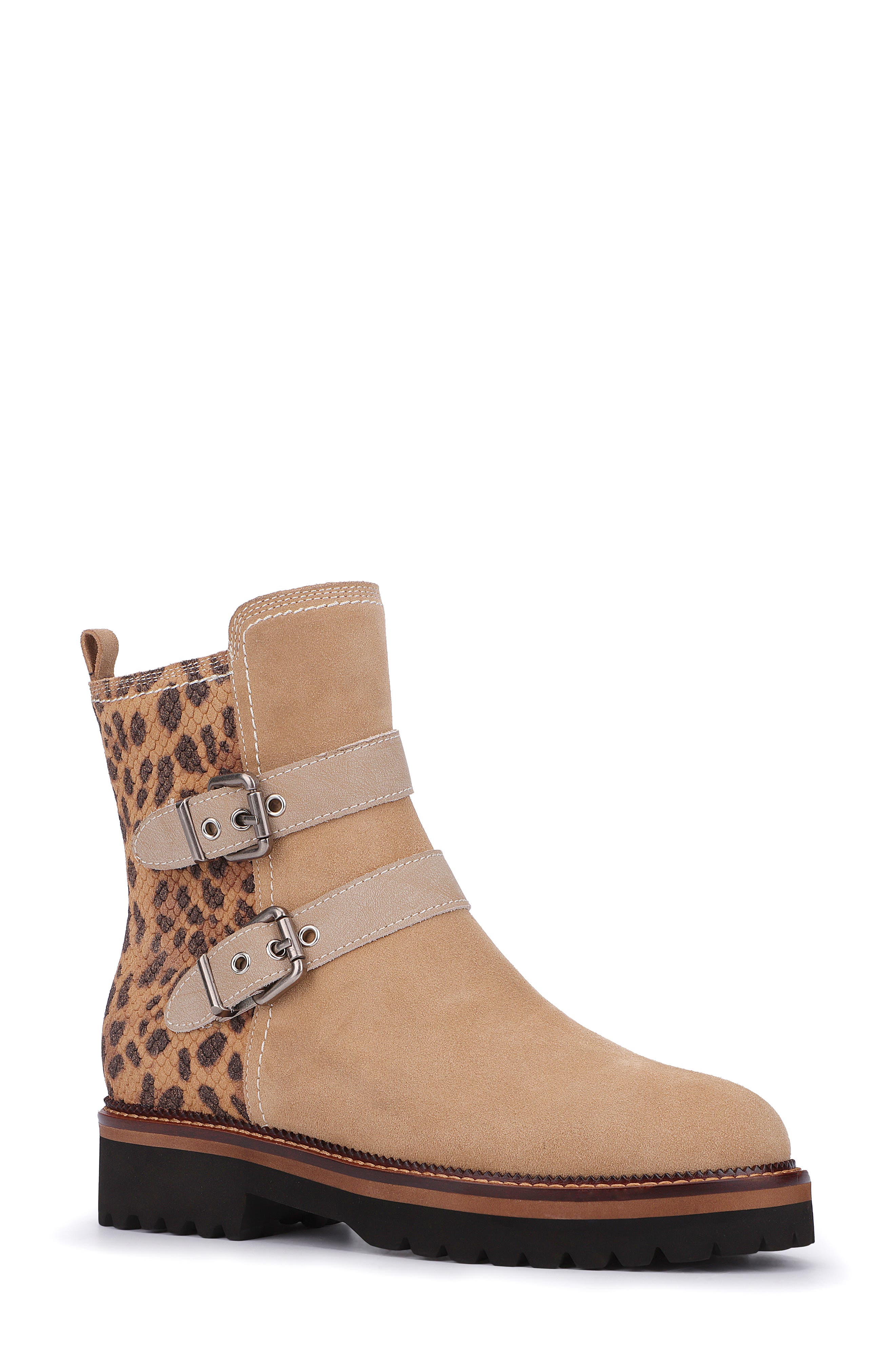 Curtis Buckle Bootie, Main, color, SAND/ CHEETAH