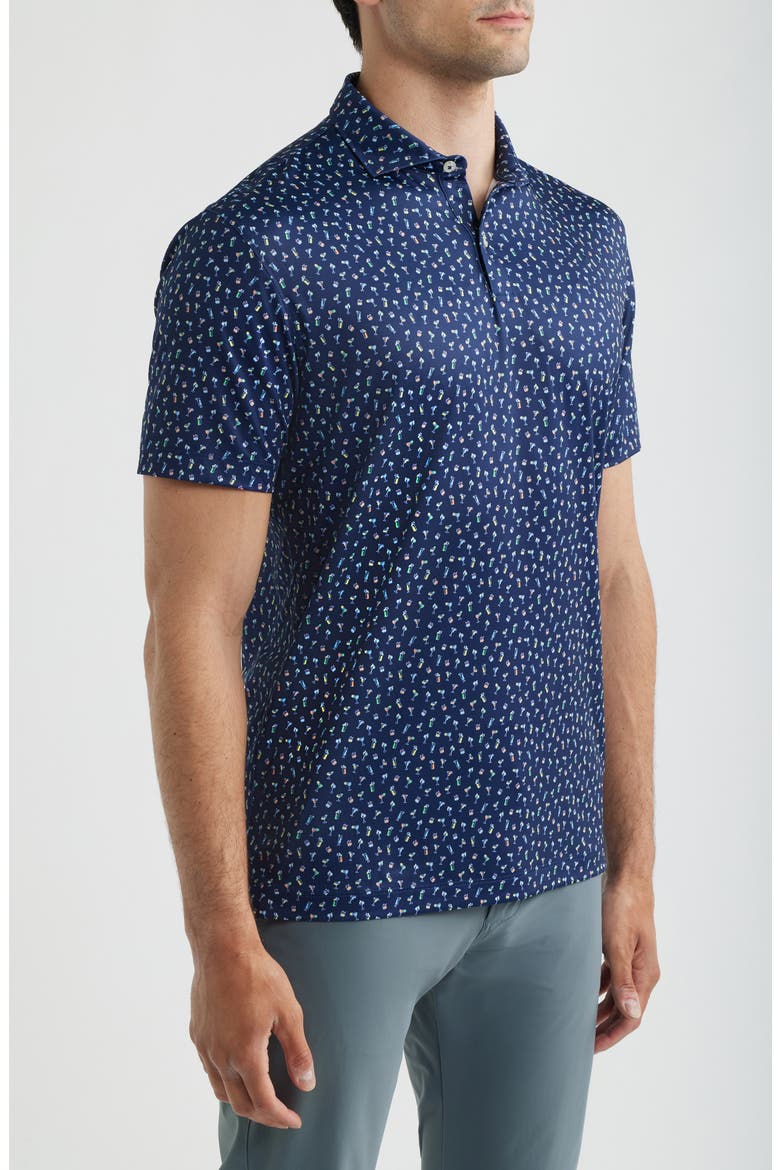 Pop Tails Cocktail Print Performance Jersey Polo, Alternate, color, NAVY