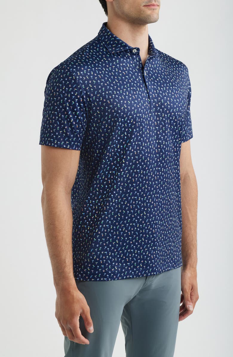 johnnie-O Pop Tails Cocktail Print Performance Jersey Polo, Alternate, color, 