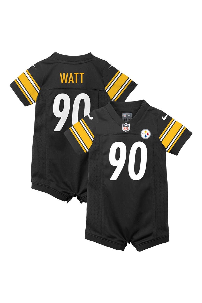 Infant Nike T.J. Watt Black Pittsburgh Steelers Game Romper Jersey, Alternate, color, Black