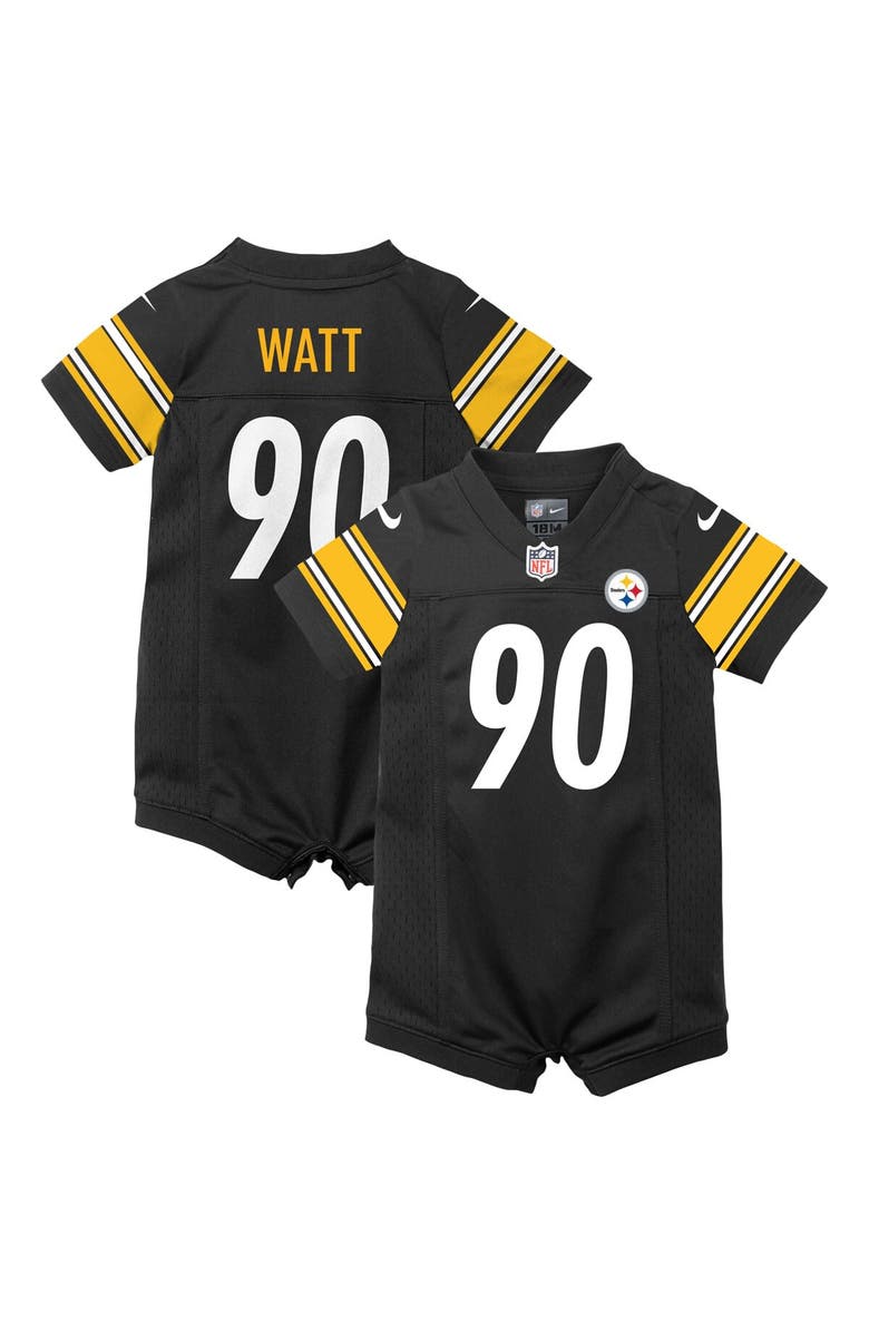 Nike Infant Nike T.J. Watt Black Pittsburgh Steelers Game Romper Jersey, Alternate, color, Black
