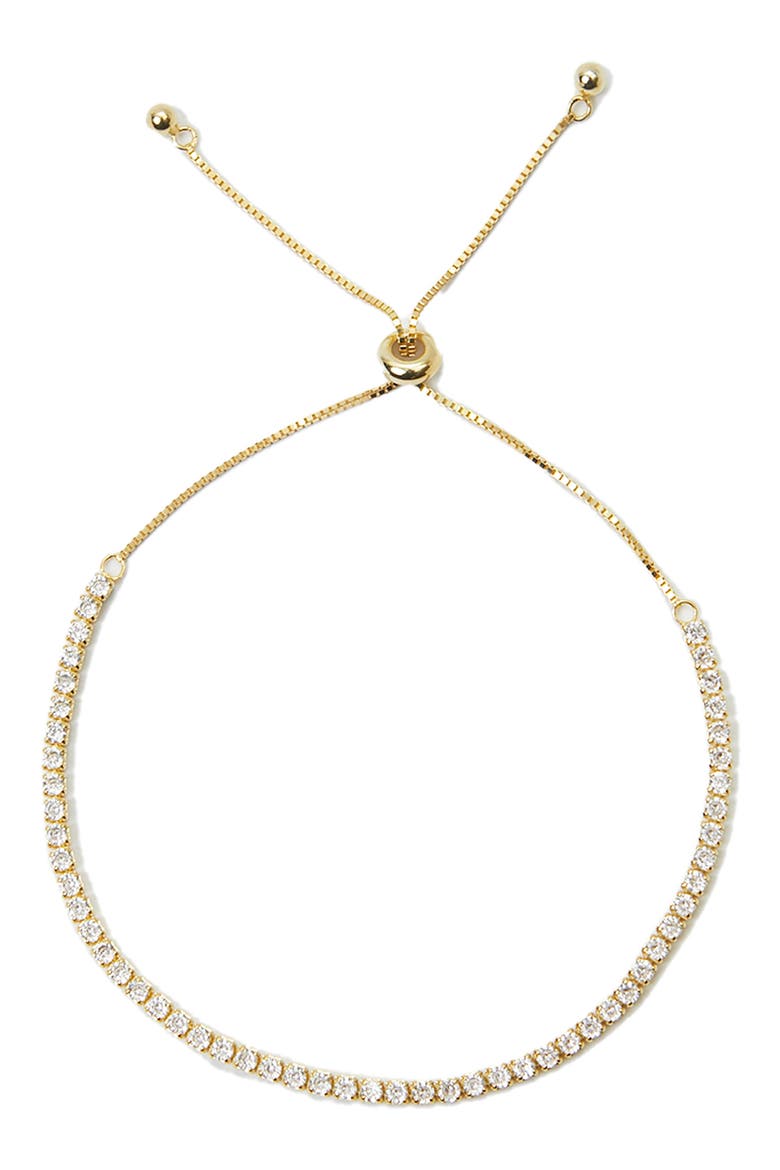Cubic Zirconia Tennis Bolo Bracelet, Main, color, GOLD