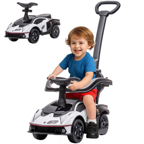 2-in-1 Kids Push Car with Horn, Engine Sound, Steering Wheel