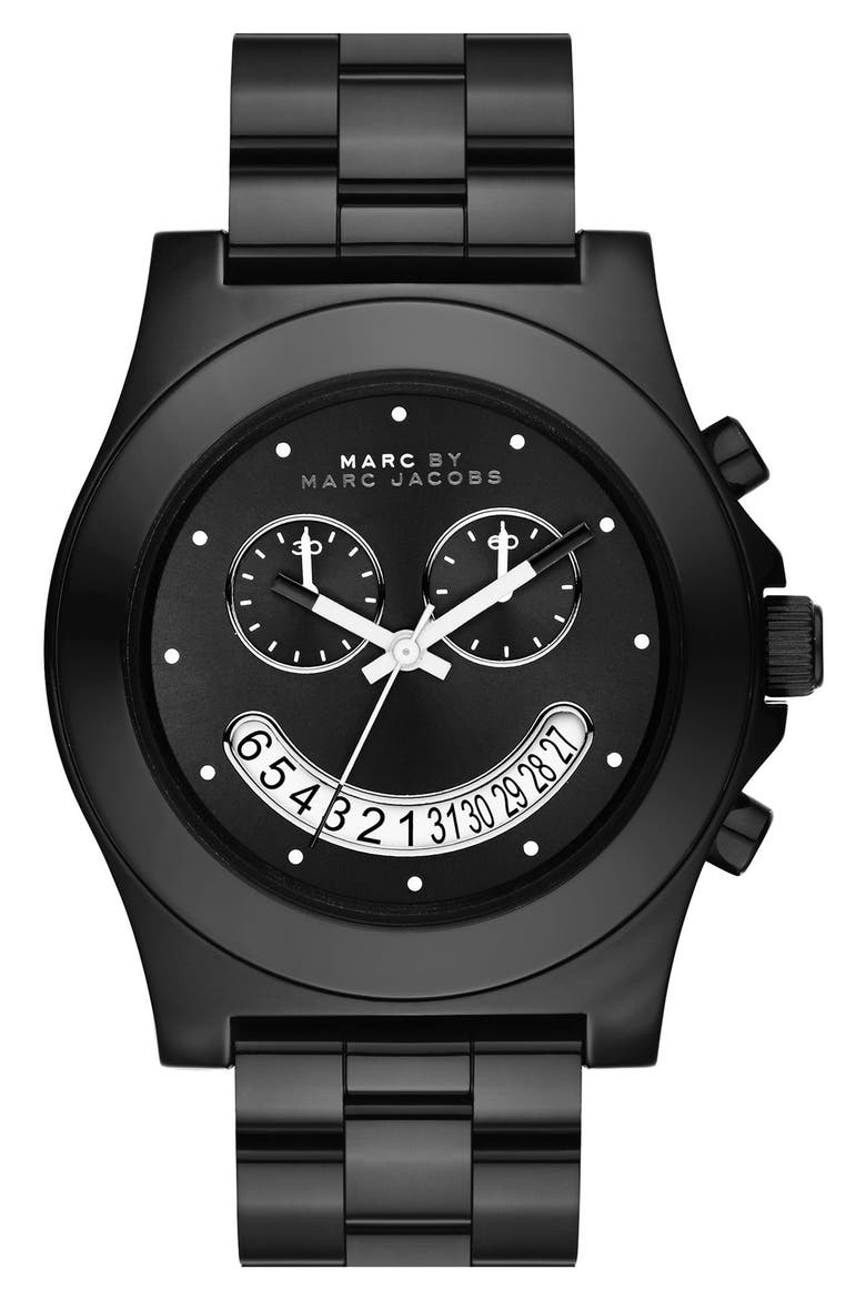 'Raver' Chronograph Bracelet Watch, 41mm, Main, color, BLACK