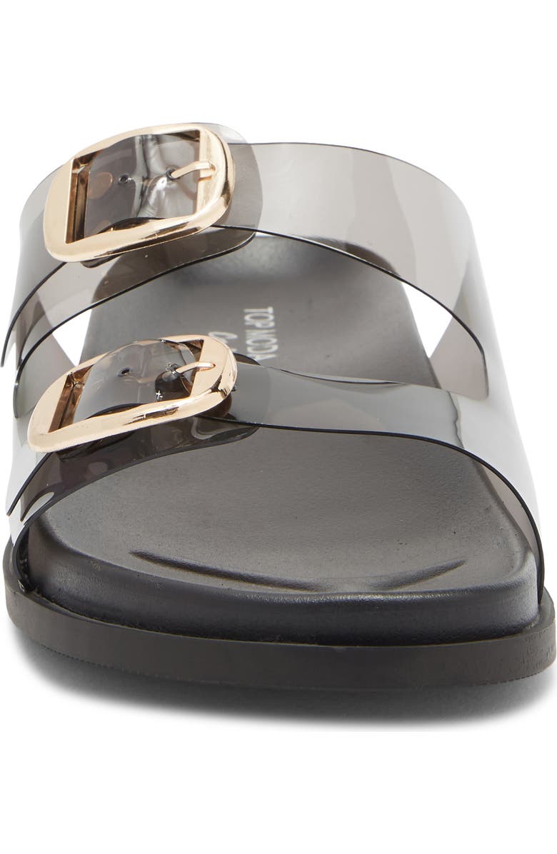 TOP MODA Daniela Clear Double Strap Slide Sandal, Alternate, color, Black Tpu