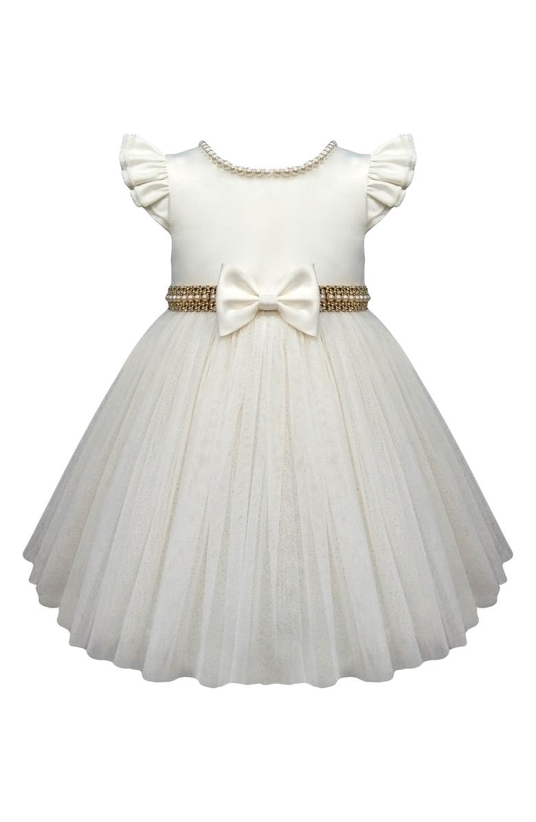 COUTURE PRINCESS Satin Party Dress, Main, color, Candle/ Gold