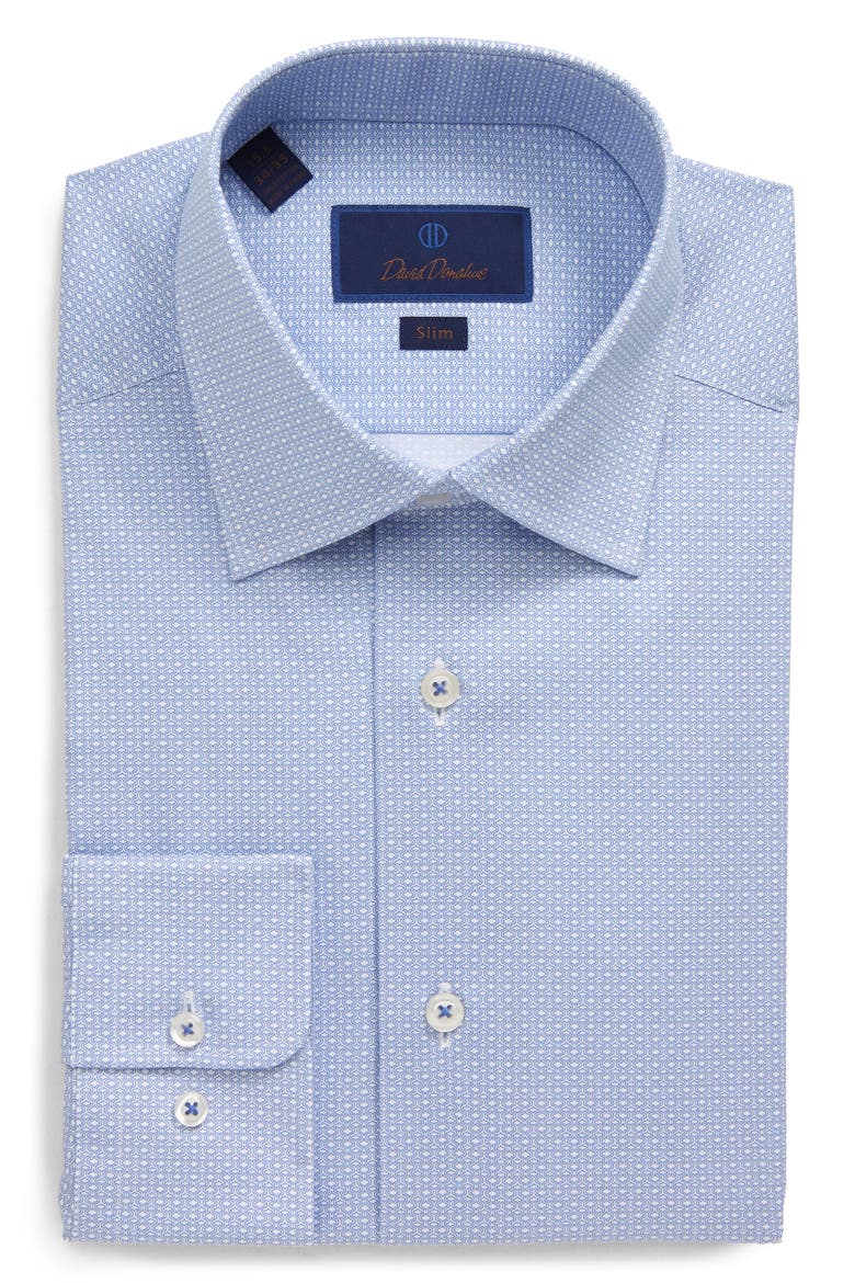 Slim Fit Geometric Dress Shirt, Main, color, WHITE/BLUE