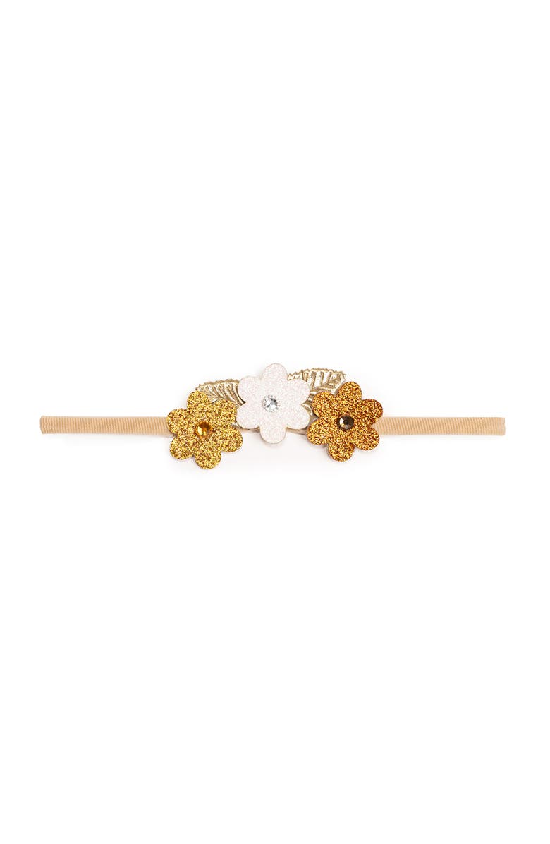 Sweet Wink Boho Floral Glitter Baby Headband, Main, color, Gold