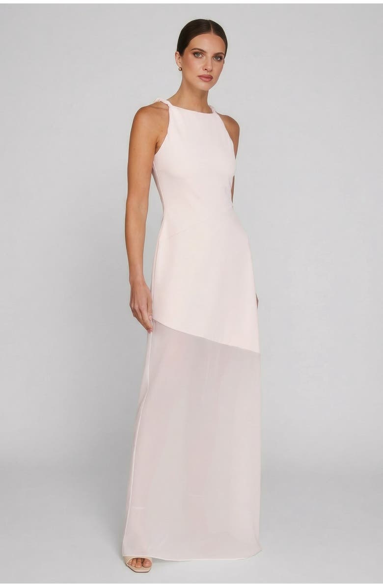 Six Stories Twist Strap Sheer Hem Maxi Dress, Main, color, Pale Pink