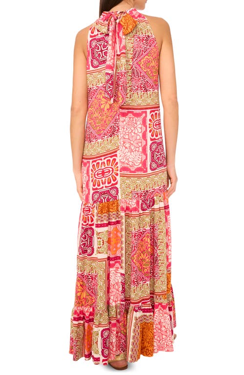 Vince Camuto Mock Neck Tiered Maxi Sundress In Multi