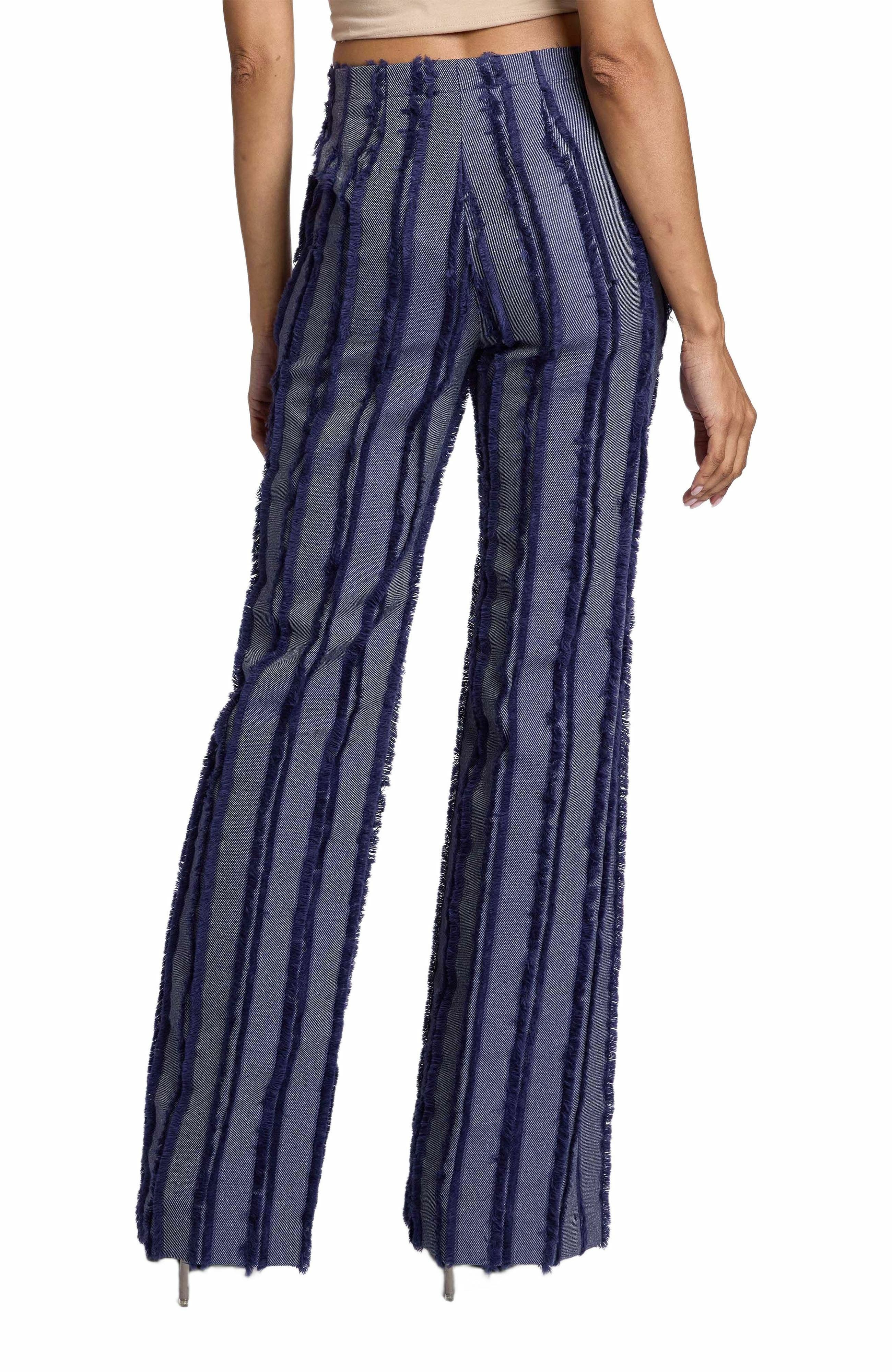 BETH Flared Pant in Stripe Fringed Organic Cotton Denim - image 2