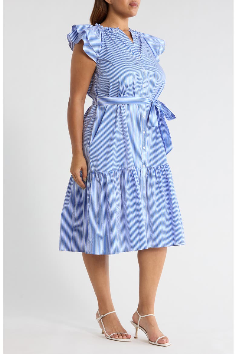 Sherah Stripe Midi Dress, Alternate, color, BLUE-WHT-STRIPE