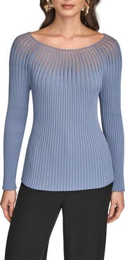 Donna Karan New York Mixed Media Knit Top