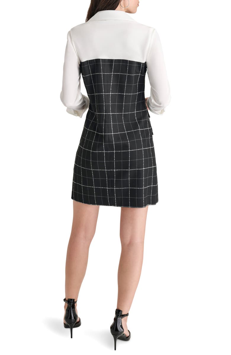 DKNY Windowpane Button Front Dress, Alternate, color, Black/ Ivory Checkered