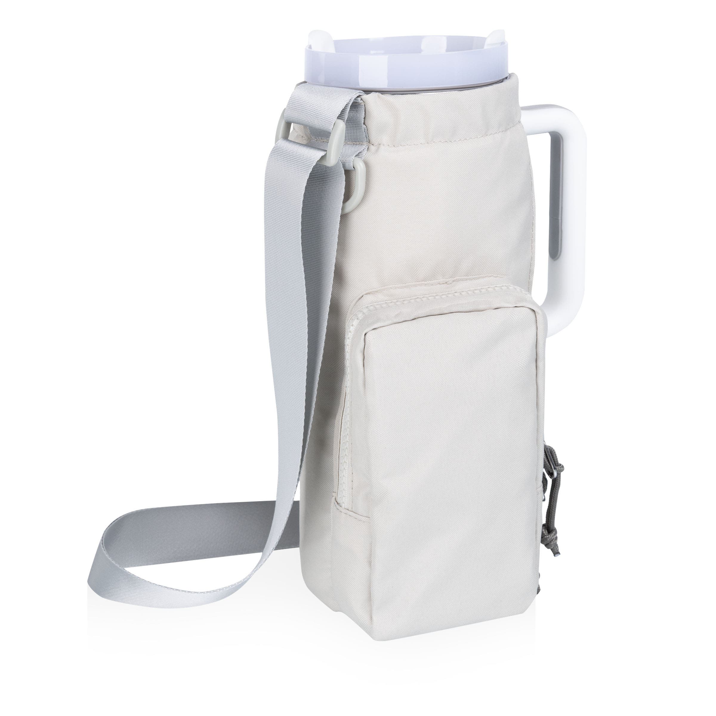 Eclipse Tumbler Tote with 40oz Stainless Travel Mug, Alternate, color, Gray & White