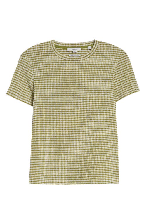 Vince Womens Gingham-print Seersucker Woven T-shirt Herbaria Combo In Herbaria Combo