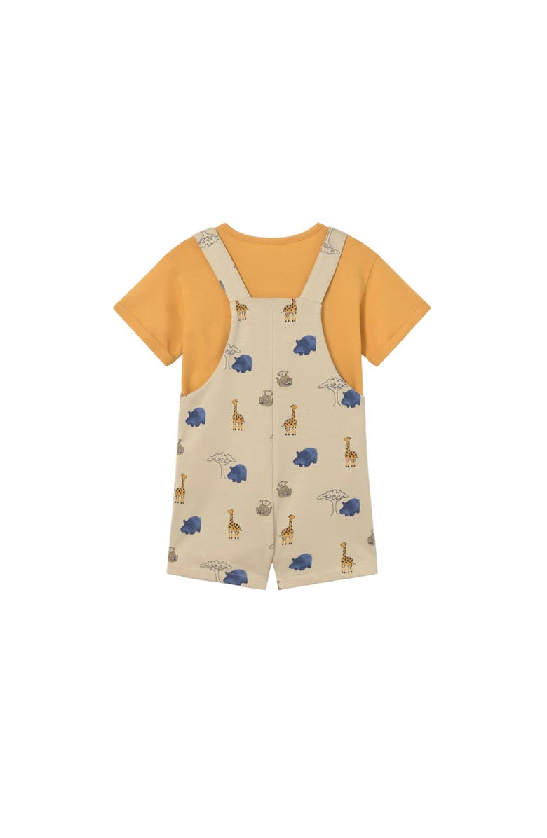 Mayoral Graphic Tee and Printed Dungarees Set, Alternate, color, Yellow