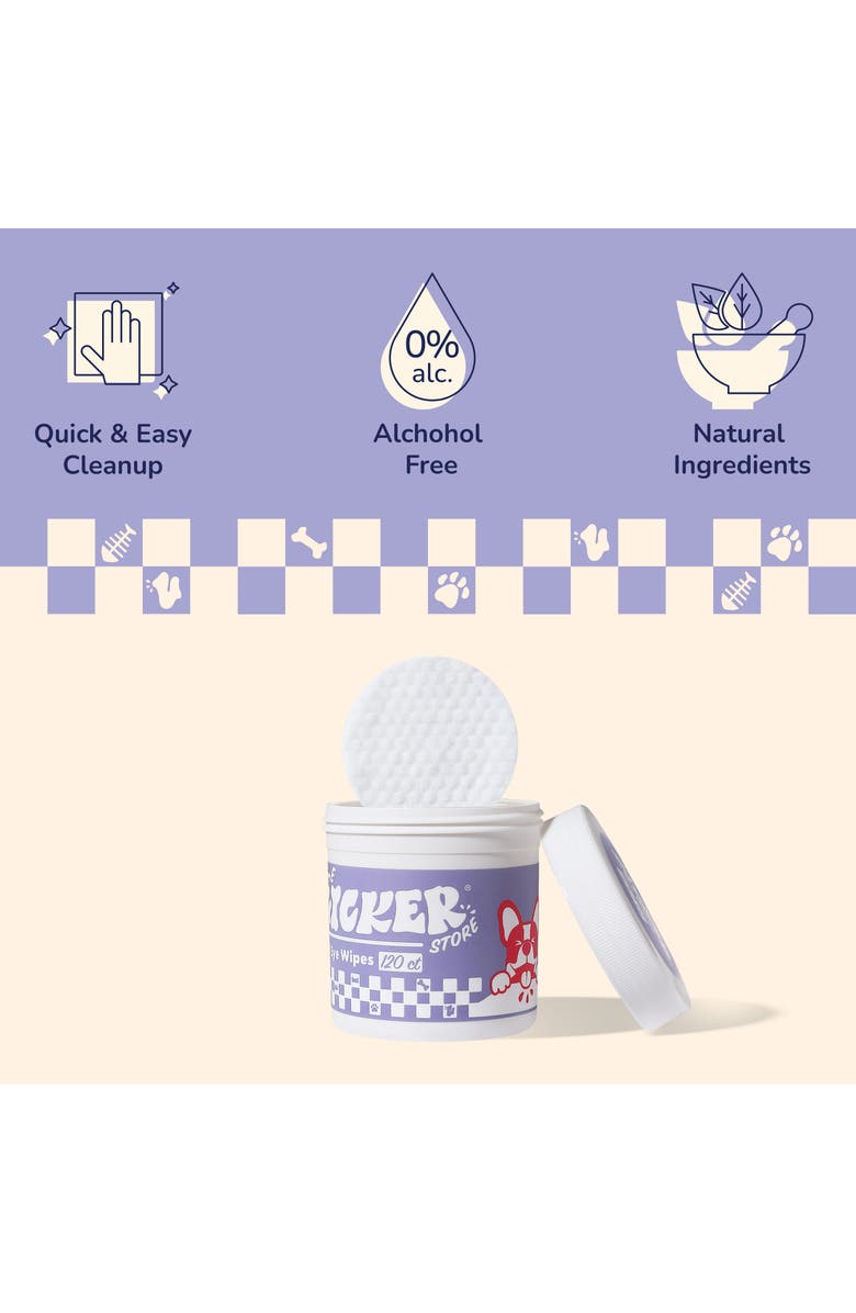 The Licker Store Dog Eye & Tear Stain Wipes, Hypoallergenic, Chamomile & Oat Kernel, Alternate, color, White - 1Pack (120Ct)