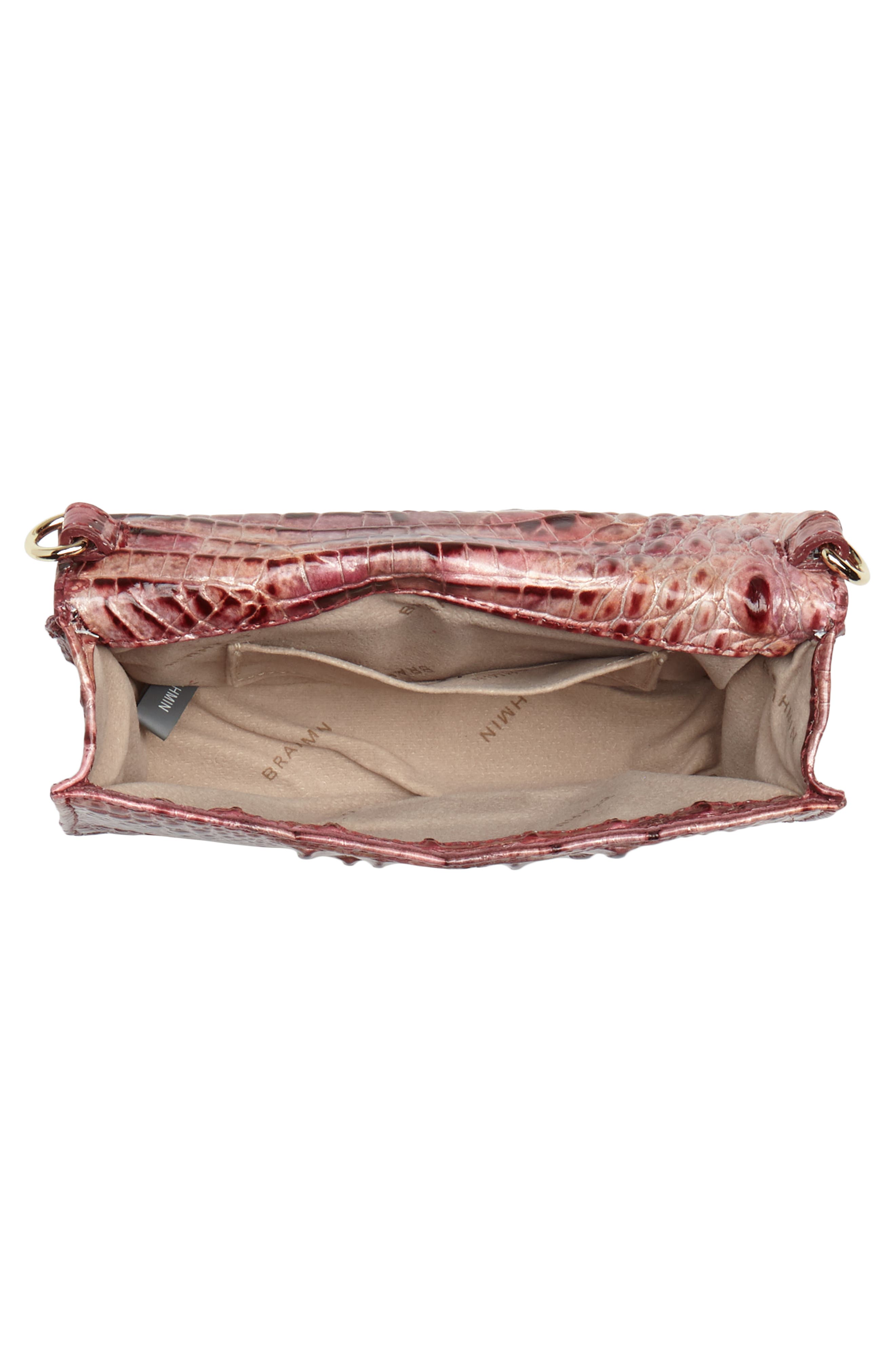 Nadia Croc Embossed Leather Crossbody Bag, Alternate, color, FREESIA