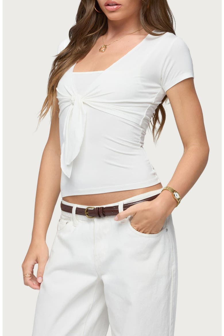 Malka Two-Piece Tie Front Top, Alternate, color, WHITE