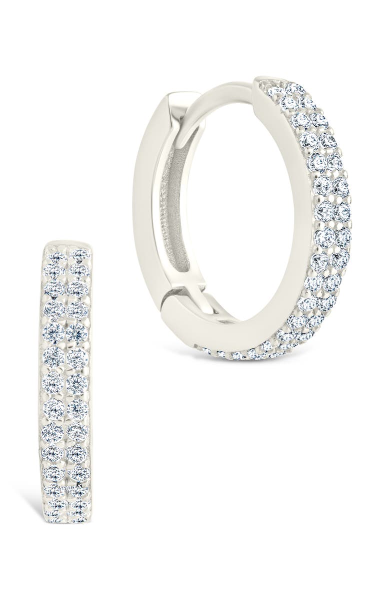 Sterling Forever Emerson Cubic Zirconia Hoop Earrings, Main, color, Silver