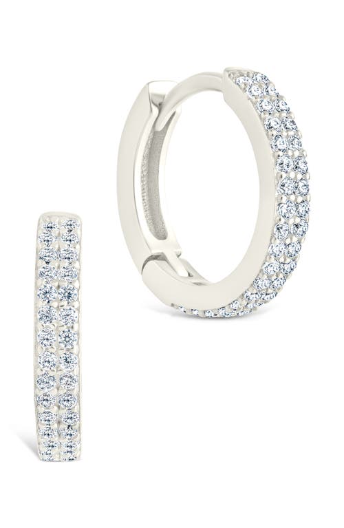 Sterling Forever Emerson Cubic Zirconia Hoop Earrings In Blue