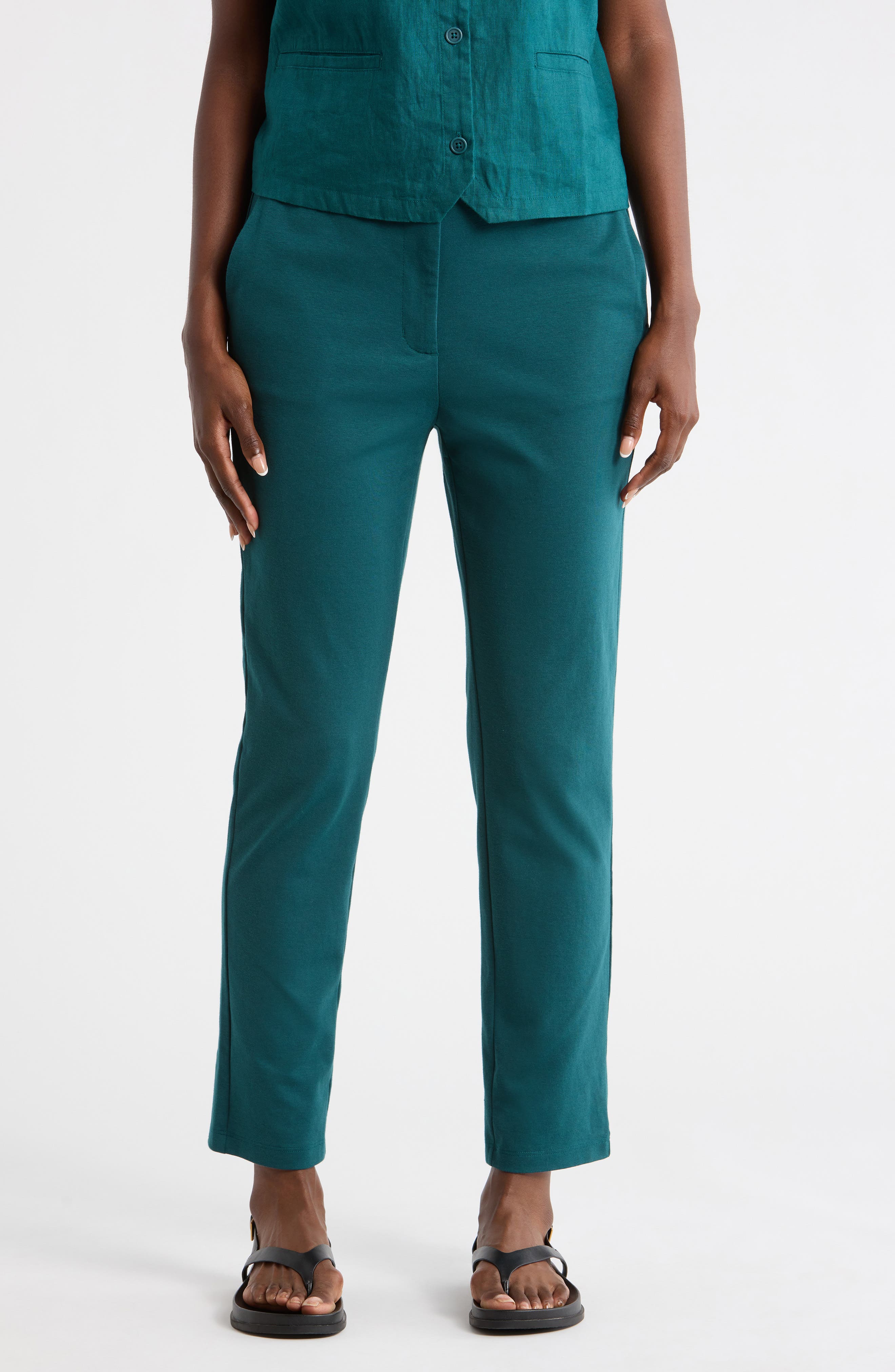 Eileen Fisher High Waist Ponte Ankle Pants
