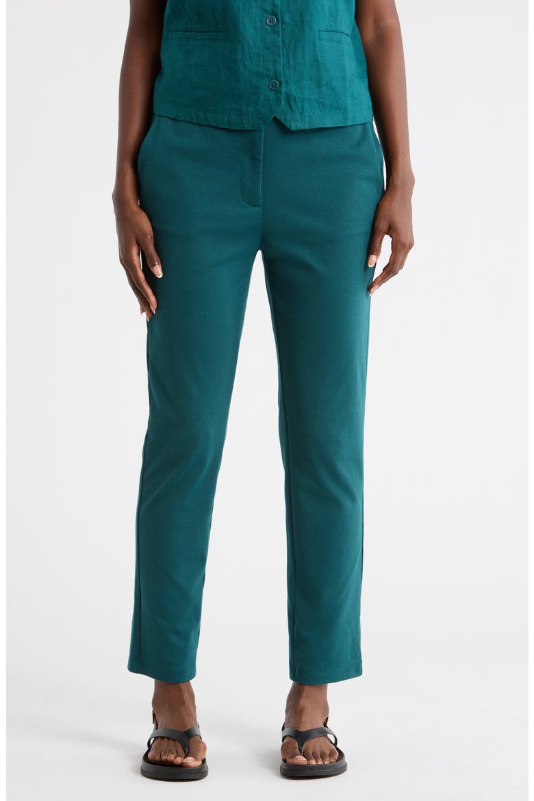 High Waist Ponte Ankle Pants, Main, color, AEGEAN