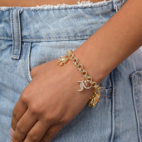 Juicy Couture Gold-tone Charm Bracelet With Bow And Pavé Details In Gold