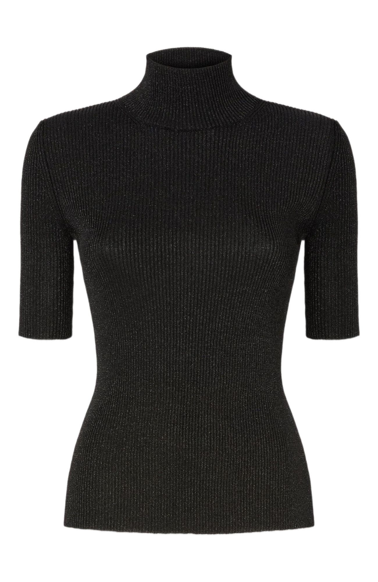 Mock Neck Sweater With Lame Threads - image 2