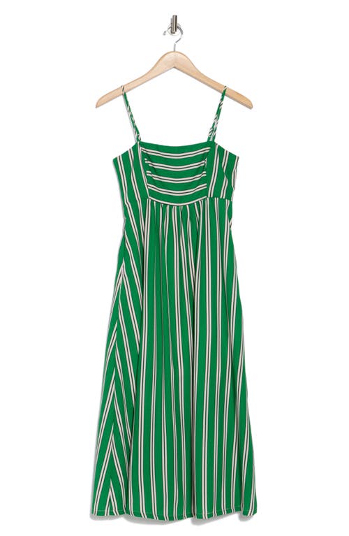 Shop Melrose And Market Stripe Babydoll Midi Dress In Green Flora Emma Stripe