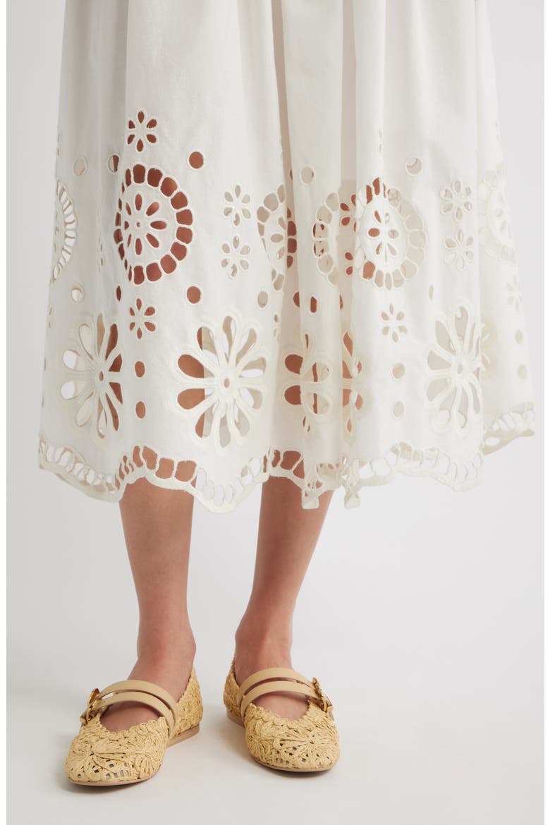 The Super Bloom Eyelet Midi Skirt, Alternate, color, WHITE