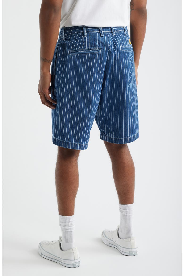 Part Timer Pinstripe Denim Shorts, Alternate, color, INDIGO
