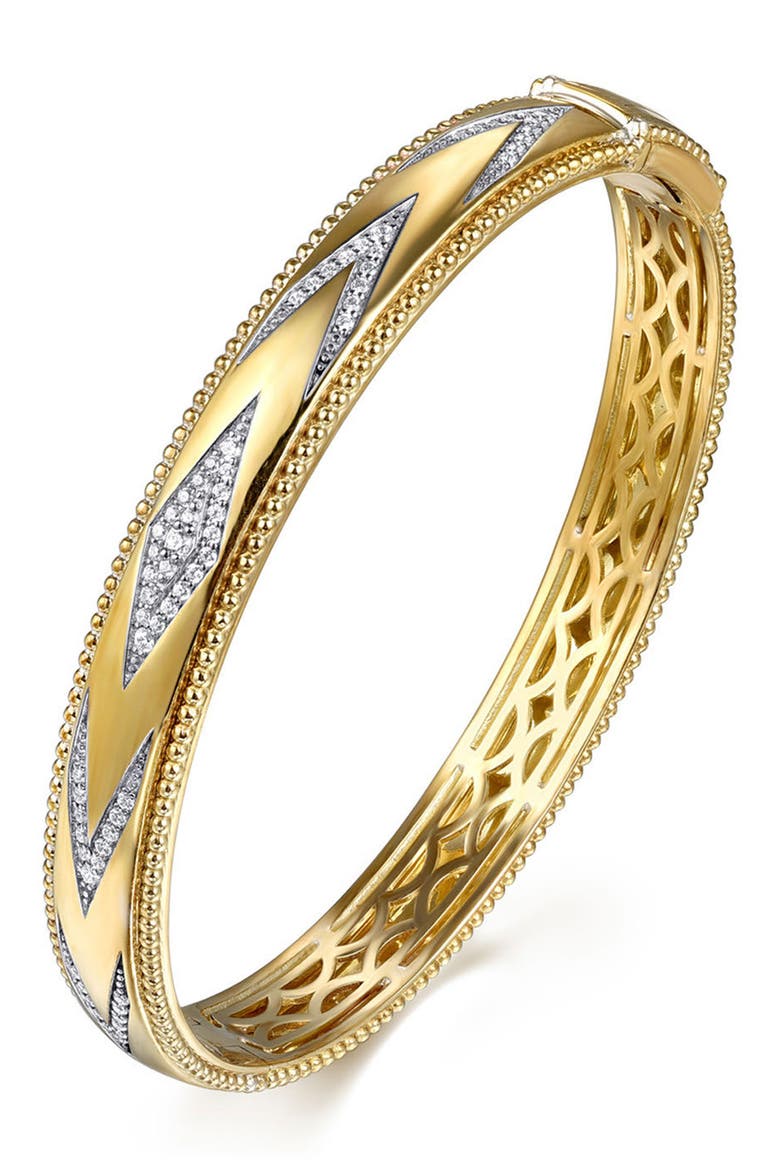 Bujukan Diamond Chevron Pattern Bangle, Alternate, color, GOLD